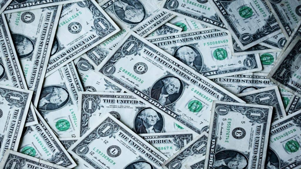 $1 USA dollar banknotes