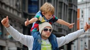 Dad and son giving thumbs ups