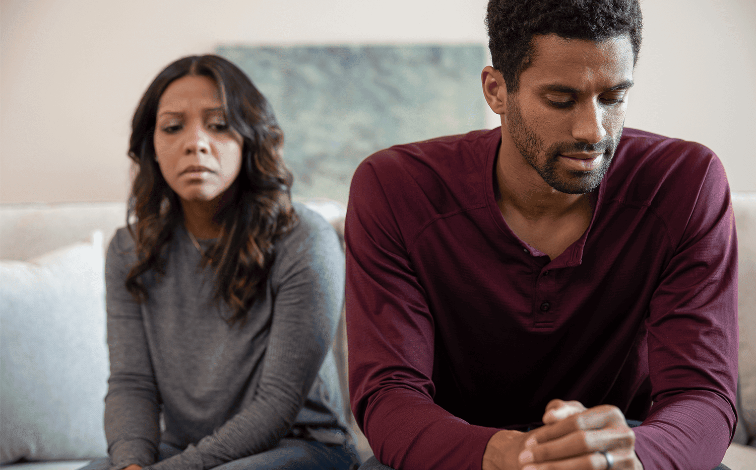 love is gone - a couple is turned away from each other