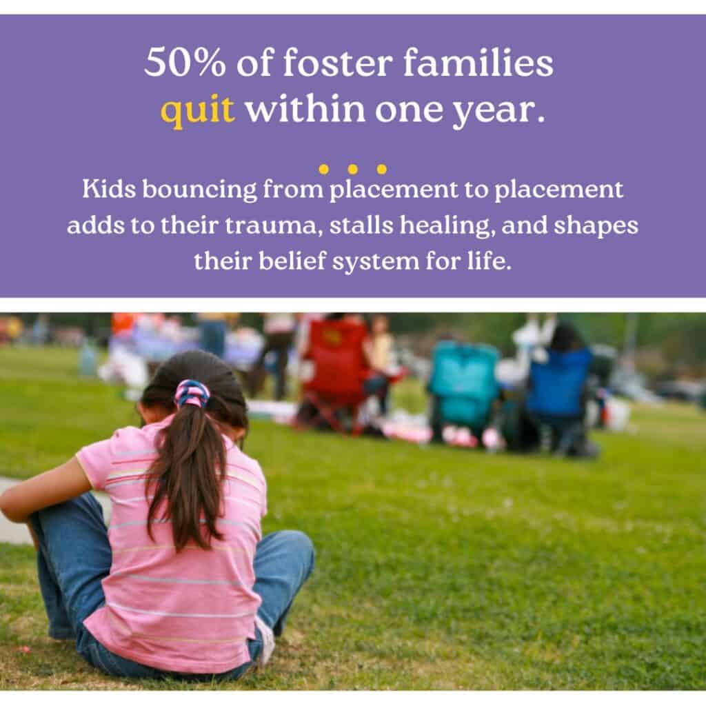 50% of foster families quit within one year. To become a foster parent, you must be dedicated at all costs.